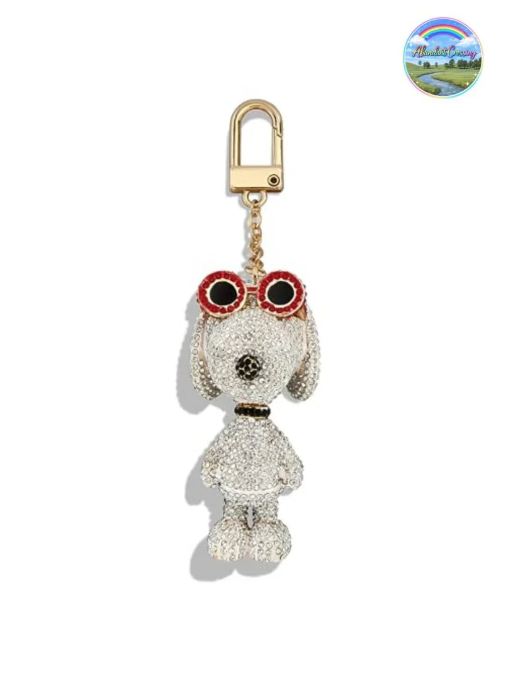 Crystal Enamel Snoopy Bag Charm Keychain 3D